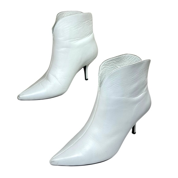Anine Bing - Women’s ‘Frankie’ Leather Kitten Heel Booties - White, 37 IT, 7 US - Picture 6 of 15